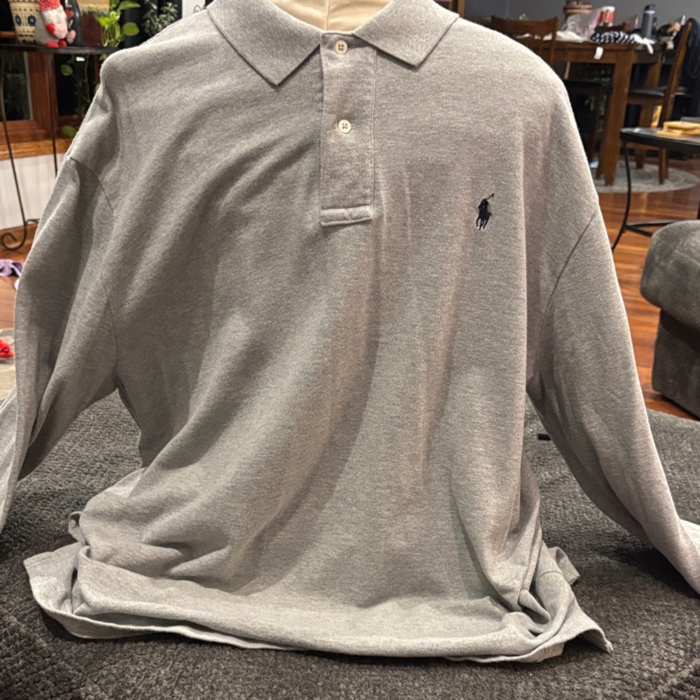 Polo by Ralph Lauren Light Gray Long Sleeve Polo